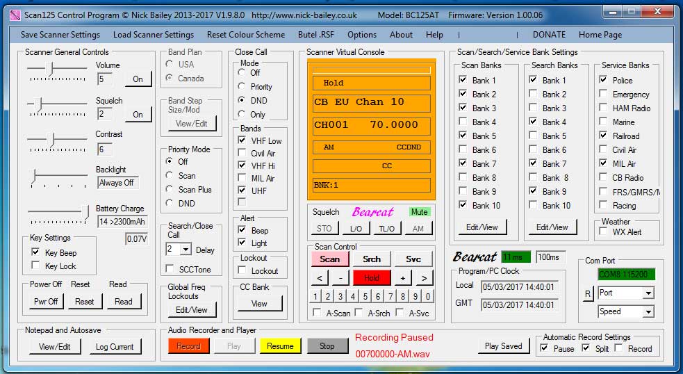 BC125AT Main Panel Image