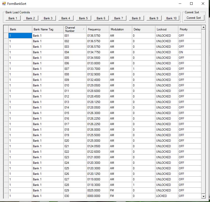 Bank Sort Form