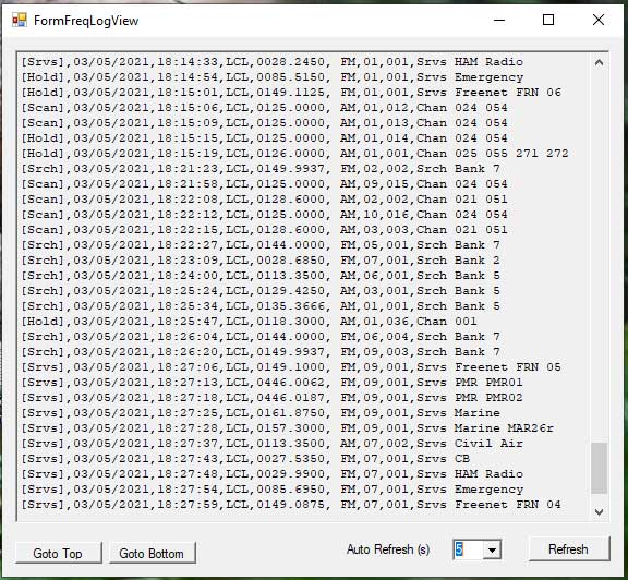 Frequency Log File View Form
