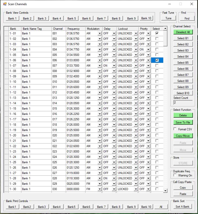 Scan Channel View/Edit Panel Image